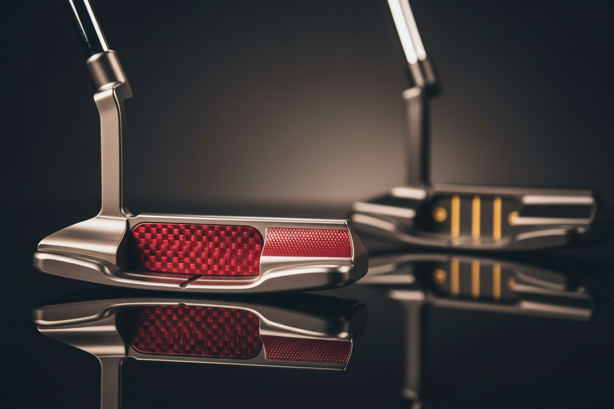 Golf putter head fitted with a custom 3D-printed carbon-fibre composite insert